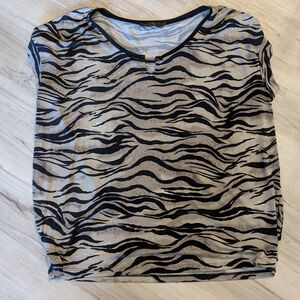 The Limited Zebra-Print Short Sleeve Top - Black & Cream